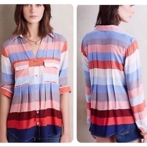 MAEVE•ANTHRO Multi Colored Stripe Button up